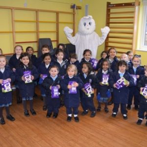 students with a mascot