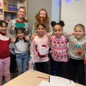 Students wearing Christmas Jumpers