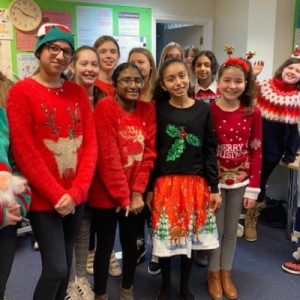 Students wearing Christmas Jumpers