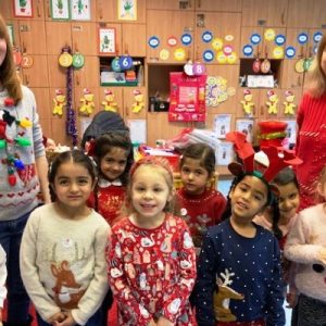 Students wearing Christmas Jumpers