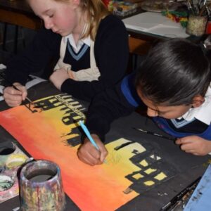 Students painting