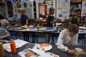 Students painting