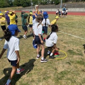 students in a hula hoop